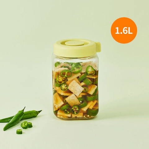 LNG557YGRN- Hũ đựng thực phẩm bằng thủy tinh LocknLock Daily  Breathing - 1.6L - Màu xanh lá cây