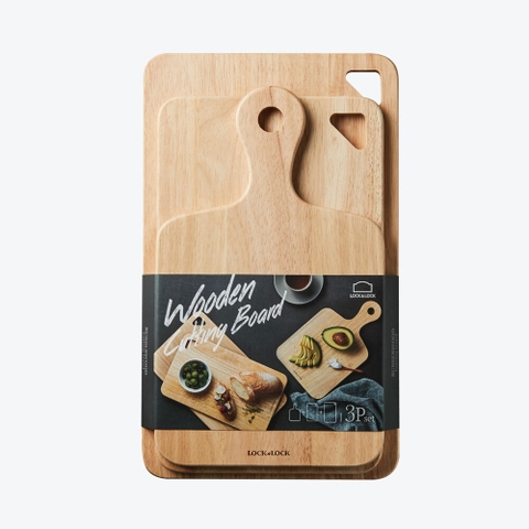 LWC001S3 - Bộ 3 thớt gỗ cây cao su (2 thớt hình chữ nhật + 1 thớt ping pong)