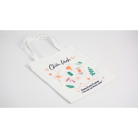 Túi vải mỹ phẩm xách tay canvas phong cách Hàn Quốc, thiết kế độc quyền Ecosy Ecotop 2024