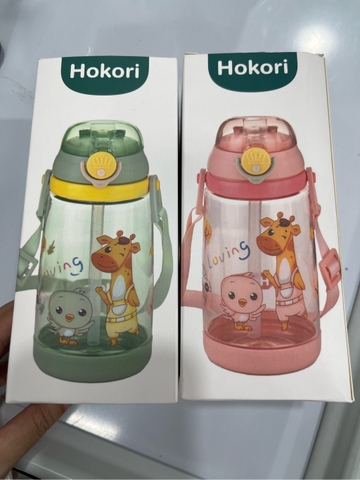 Bình uống nước có ống hút và dây đeo Hokori