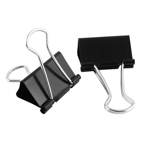 (Combo 2 hộp) Kẹp bướm màu đen, kẹp giấy kim loại các size từ 15mm đến 51mm Stacom BINDER CLIPS