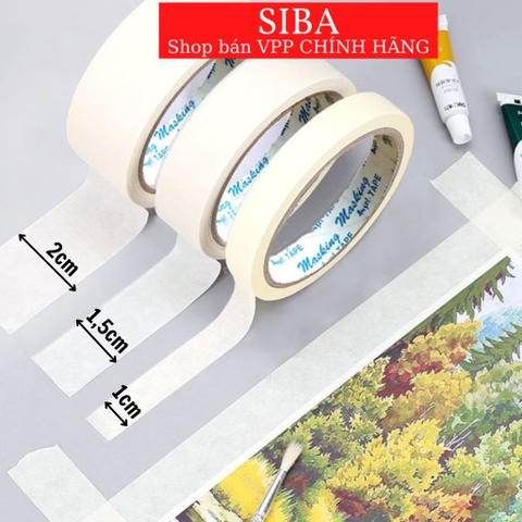 Băng dính giấy chịu nhiệt, băng keo giấy dùng trong hội họa vẽ mỹ thuật bản 1/ 1.5/ 2cm