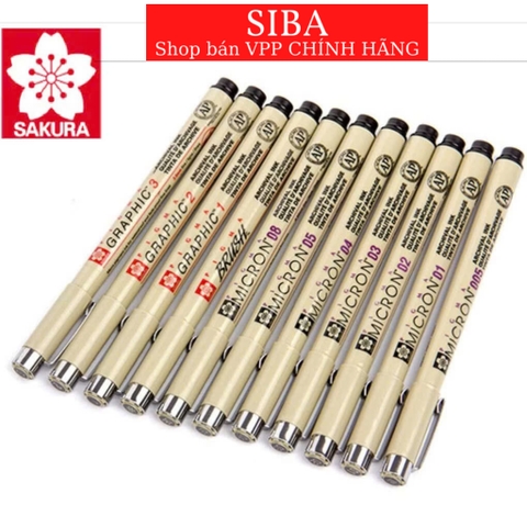 Bút line SAKURA Pigma MICRON, bút đi nét chuyên dụng cho vẽ mỹ thuật mực đen các size ngòi- CHÍNH HÃNG