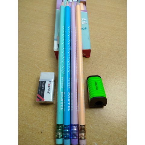 Hộp 12 cây bút chì gỗ HB Stacom PC106 màu sắc cute cho học sinh