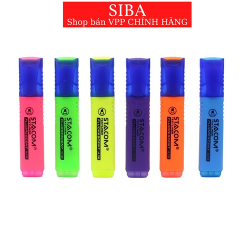 (Combo 2 bút) Bút đánh dấu dòng 1 đầu, bút highlight các màu Stacom HL108 nét bút 5mm