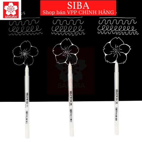 Bút gel trắng Sakura GELLY ROLL, bút mực trắng ngòi 0.5mm/ 0.8mm/ 1.0mm- CHÍNH HÃNG