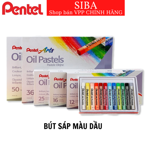 Màu sáp dầu oil pastel, bút sáp màu dầu Pentel 12/ 25/ 36/ 50 màu