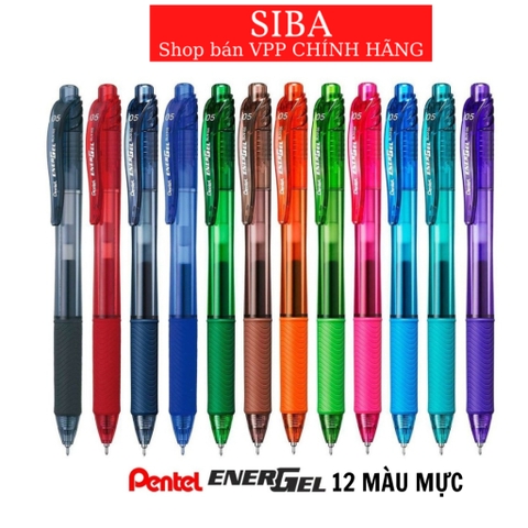 Bút gel Pentel energel size ngòi 0.5mm/ 0.7mm, bút viết calligraphy 12 màu mực