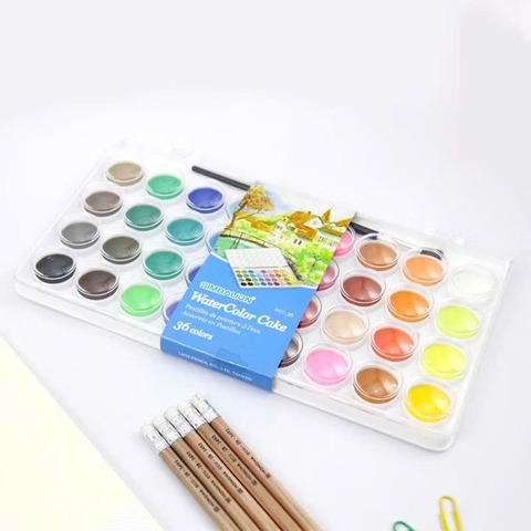 Màu nước dạng nén SIMBALION Water Color Cake, bộ màu nước 12/ 16/ 28/ 36 màu
