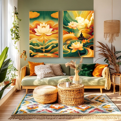 Bộ 2 Tranh Sen Tịnh Thiền Tâm | HS28