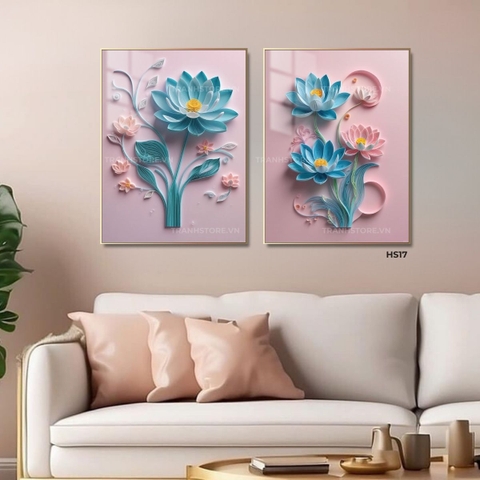Bộ 2 Tranh Sen Xanh Hồng | HS17