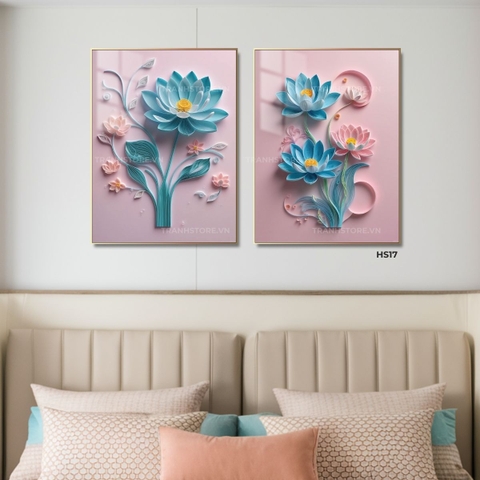 Bộ 2 Tranh Sen Xanh Hồng | HS17