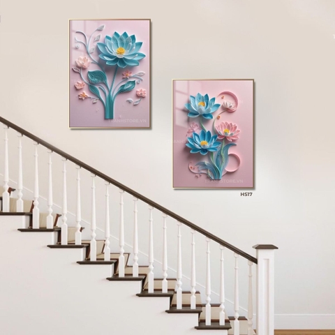 Bộ 2 Tranh Sen Xanh Hồng | HS17