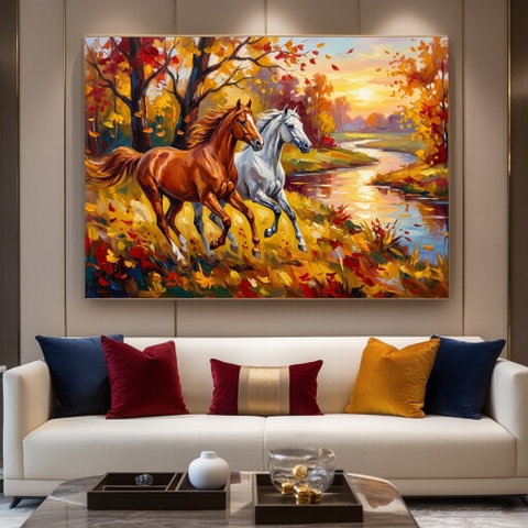 Tranh 2 Con Ngựa - Song Mã Thu Lâm  | TN38