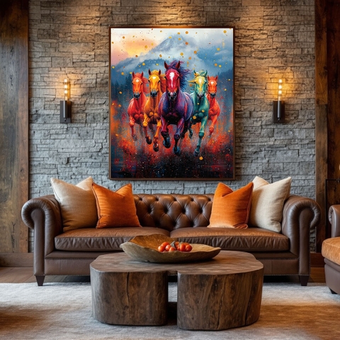 Tranh 5 Con Ngựa - Ngũ Sắc Phi Mã | TN20