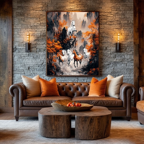 Tranh 6 Con Ngựa - Lục Mã Nham Nhai | TN24