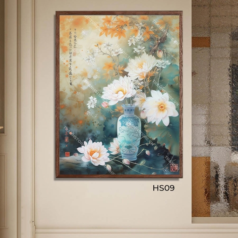 Tranh Bạch Liên Hoa Cắm Bình Cổ | HS09