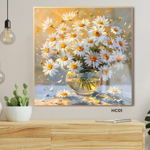 Tranh Bình Hoa Cúc Họa My Dáng Tròn | HC01