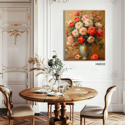 Tranh Bình Hoa Mẫu Đơn Hoàng Kim | HMD03