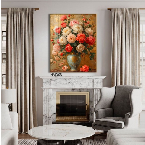 Tranh Bình Hoa Mẫu Đơn Hoàng Kim | HMD03