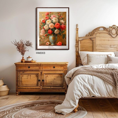 Tranh Bình Hoa Mẫu Đơn Hoàng Kim | HMD03
