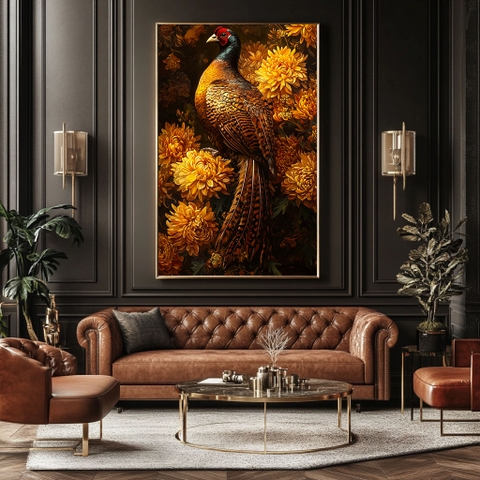 Tranh Hoa Mẫu Đơn Chim Trĩ | CHYM01