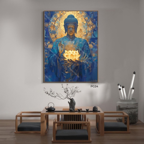 Tranh Đá Mosaic Đức Phật Giáo Hóa Nâng Liên Hoa | PG24