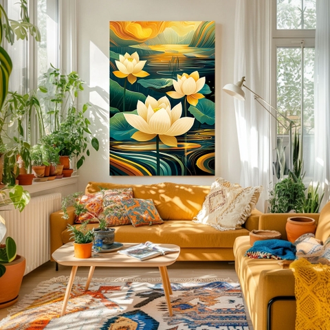 Tranh Đầm Sen Hoàng Hôn | HS26