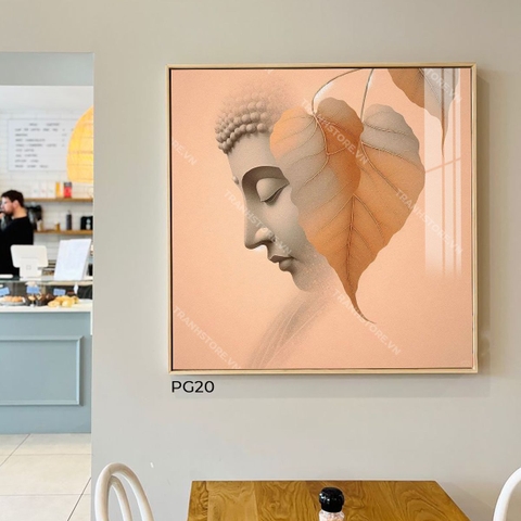 Tranh Diện Phật Sau Nhánh Bồ Đề | PG20