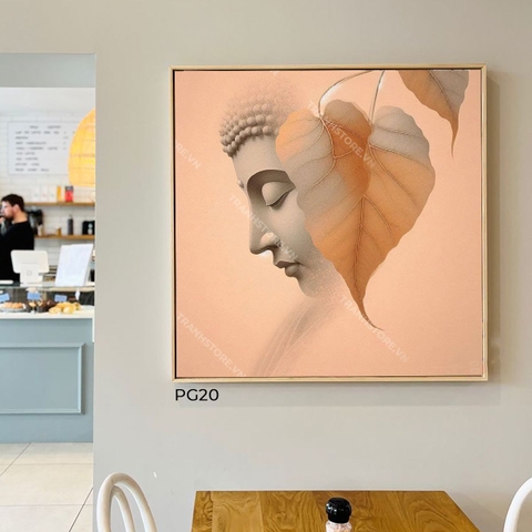 Tranh Diện Phật Sau Nhánh Bồ Đề | PG20