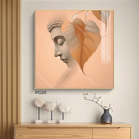 Tranh Diện Phật Sau Nhánh Bồ Đề | PG20