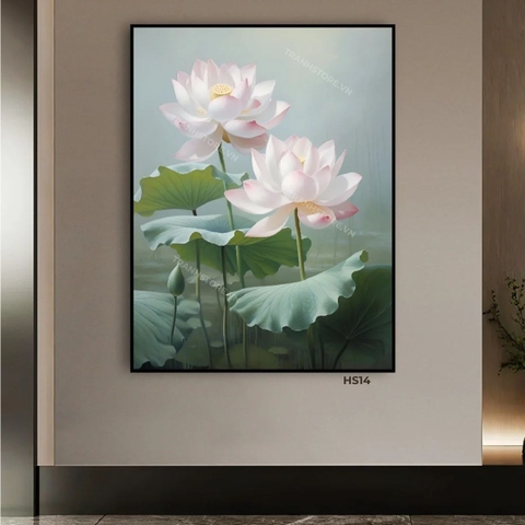 Tranh Đôi Sen Trắng Trong Đầm | HS14