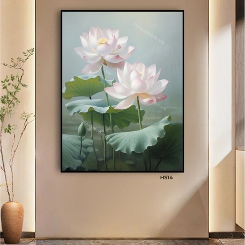 Tranh Đôi Sen Trắng Trong Đầm | HS14