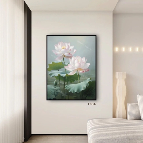 Tranh Đôi Sen Trắng Trong Đầm | HS14