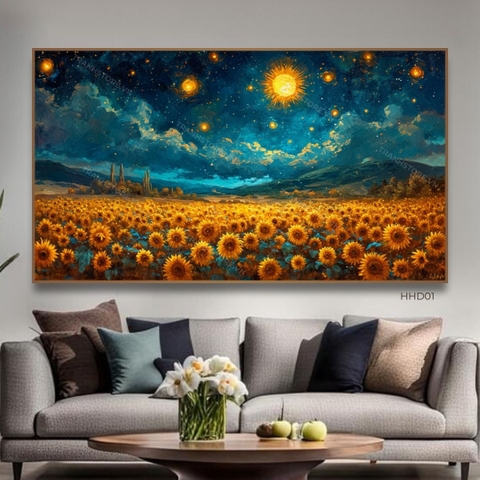 Tranh Đồng Hoa Hướng Dương Đêm Đầy Sao | HHD01