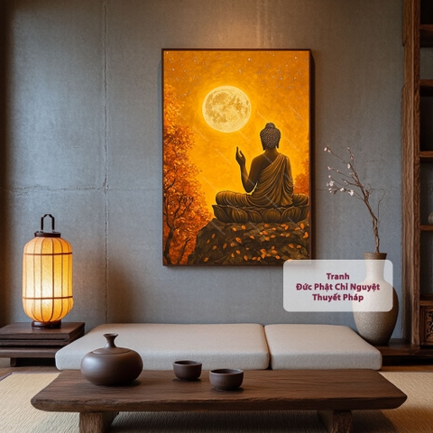 Tranh Đức Phật Chỉ Nguyệt Thuyết Pháp | PG109