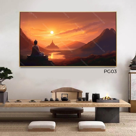 Tranh Đức Phật Dưới Hoàng Hôn Vời Vợi | PG03