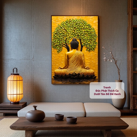 Tranh Đức Phật Thích Ca Dưới Tán Bồ Đề Xanh | PG84