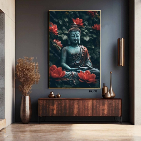 Tranh Đức Phật Thiền Giữa Liên Hoa | PG01