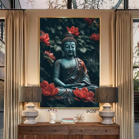 Tranh Đức Phật Thiền Giữa Liên Hoa | PG01