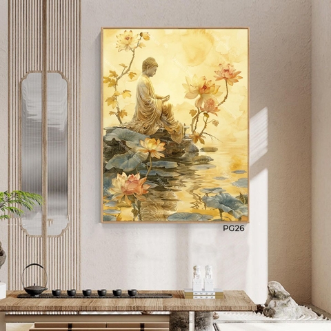 Tranh Đức Phật Tọa Giữa Hồ Sen | PG26