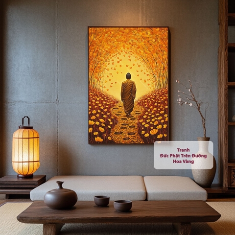 Tranh Đức Phật Trên Đường Hoa Vàng | PG113