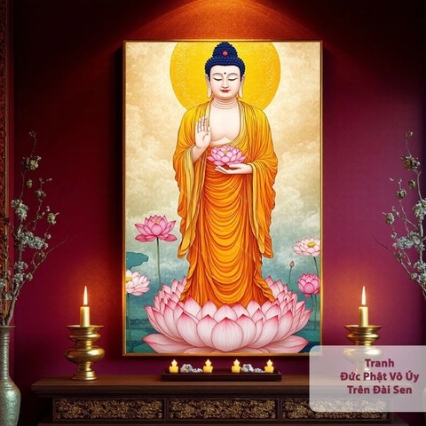 Tranh Đức Phật Vô Úy Trên Đài Sen | PG78