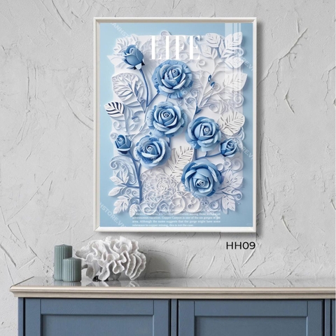 Tranh Hoa Hồng Xanh Giấy Bung Nở | HH09