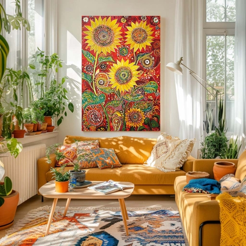 Tranh Hoa Hướng Dương Đất Lành Hoa Thơm | HHD25