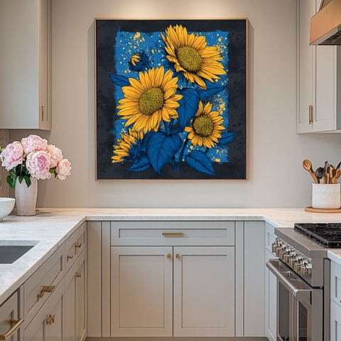 Tranh Hoa Hướng Dương Đêm Sao | HHD34