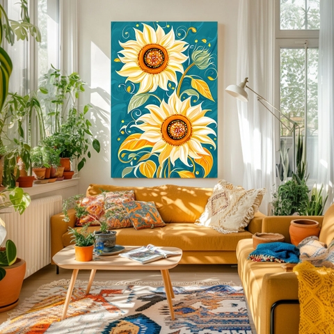 Tranh Hoa Hướng Dương Điệu Vũ Xoay Tròn | HHD16