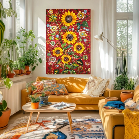 Tranh Hoa Hướng Dương Lễ Hội Dân Gian | HHD18