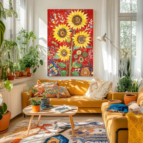 Tranh Hoa Hướng Dương Mùa Vàng Rực Rỡ | HHD26