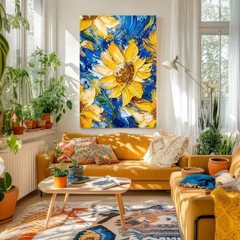 Tranh Hoa Hướng Dương Rực Rỡ Trong Xanh | HHD14